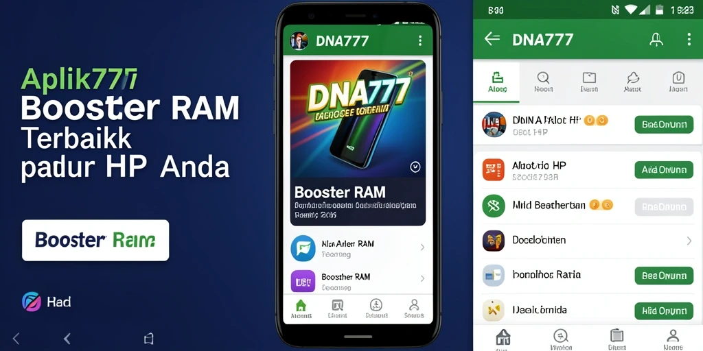 Antarmuka pengguna DNA777 yang menampilkan fungsi Booster RAM.