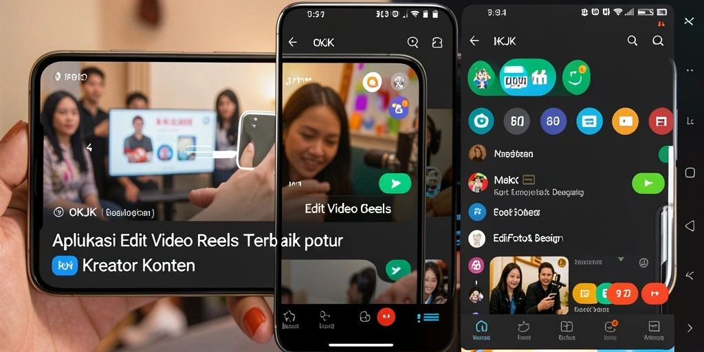 Antarmuka pengguna OKJK yang sederhana dan menarik untuk Edit Video Reels.